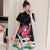 Plus Size Beijing Opera Pattern Modern Cheongsam Mini Dress