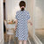 Plus Size Polka Dots Pattern Modern Cheongsam Mini Dress
