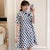 Plus Size Polka Dots Pattern Modern Cheongsam Mini Dress