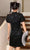 Mini abito chic moderno cheongsam con maniche a tromba stile scuro