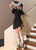 Dark Style Trumpet Sleeve Modern Cheongsam Chic Mini Dress