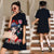 Beijing Opera Print Modernes Cheongsam Chic A-Linien Kleid