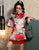 Trumpet Sleeve Modern Cheongsam Petite Size A-line Floral Dress