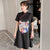 Cartoon-Muster Modernes Cheongsam-Chic knielanges A-Linien-Kleid