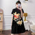 Crane & Pine Pattern Modern Cheongsam Chic Knee Length A-Line Dress