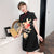 Crane & Pine Pattern Modern Cheongsam Chic Knee Length A-Line Dress