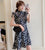Ruffle Sleeve Knee Length Modern Cheongsam Chic Floral A-Line Dress