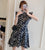 Ruffle Sleeve Knee Length Modern Cheongsam Chic Floral A-Line Dress