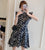 Robe trapèze à fleurs chic et à manches volantées longueur genou Cheongsam