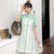 Short Sleeve Striped Modern Cheongsam Chic Plus Size A-Line Dress