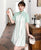 Robe trapèze à manches courtes moderne à rayures Cheongsam Chic grande taille