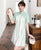 Short Sleeve Striped Modern Cheongsam Chic Plus Size A-Line Dress