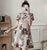 Cat Pattern Short Sleeve Modern Cheongsam Chic Plus Size A-Line Dress