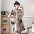 Robe trapèze à motif de chat à manches courtes moderne Cheongsam Chic grande taille