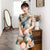 Robe trapèze à manches courtes et florale moderne Cheongsam Chic grande taille