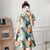 Short Sleeve Floral Modern Cheongsam Chic Plus Size A-Line Dress