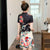 Kranich & Pfingstrose Muster Modernes Cheongsam Chic Plus Size A-Linien Kleid