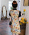 Robe trapèze moderne Cheongsam chic à fleurs épissées de grande taille