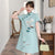 Short Sleeve Floral Modern Cheongsam Chic Plus Size A-Line Dress