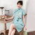 Short Sleeve Floral Modern Cheongsam Chic Plus Size A-Line Dress