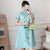 Short Sleeve Floral Modern Cheongsam Chic Plus Size A-Line Dress