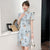 Short Sleeve Floral Modern Cheongsam Chic Plus Size A-Line Dress