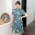 Short Sleeve Floral Modern Cheongsam Chic Plus Size A-Line Dress