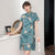 Short Sleeve Floral Modern Cheongsam Chic Plus Size A-Line Dress