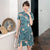 Short Sleeve Floral Modern Cheongsam Chic Plus Size A-Line Dress