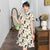 Cat Pattern Short Sleeve Modern Cheongsam Chic Plus Size A-Line Dress