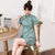 Motif Dragons Manches Courtes Moderne Cheongsam Chic Plus La Taille Robe Trapèze