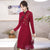 Long Sleeve Floral Lace Cheongsam Chic Chinese Dress Plus Size