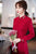 Long Sleeve Floral Lace Cheongsam Chic Chinese Dress Plus Size