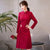 Long Sleeve Floral Lace Modern Cheongsam Chinese Dress Plus Size