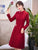 Long Sleeve Floral Lace Modern Cheongsam Chinese Dress Plus Size