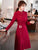 Long Sleeve Floral Lace Modern Cheongsam Chinese Dress Plus Size