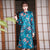 Long Sleeve Floral Modern Cheongsam Knee Length Chinese Dress Plus Size