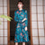 Long Sleeve Floral Modern Cheongsam Knee Length Chinese Dress Plus Size