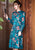 Long Sleeve Floral Modern Cheongsam Knee Length Chinese Dress Plus Size