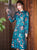 Long Sleeve Floral Modern Cheongsam Knee Length Chinese Dress Plus Size