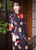 Long Sleeve Floral Modern Cheongsam Knee Length Chinese Dress Plus Size