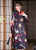 Long Sleeve Floral Modern Cheongsam Knee Length Chinese Dress Plus Size