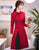 Long Sleeve Floral Lace Cheongsam Chic Chinese Dress Plus Size