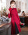 Long Sleeve Floral Lace Cheongsam Chic Chinese Dress Plus Size