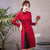 Long Sleeve Floral Lace Cheongsam Chic Chinese Dress Plus Size