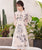 Abito Ao Dai con maniche a 3/4 in pizzo floreale con top in pizzo floreale cheongsam