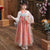Vestido de princesa de traje chino Han de niña de cintura imperio con manga de trompeta