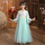 Trumpet Sleeve Floral Embroidery Girl's Han Chinese Costume Princess Dress