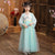 Trumpet Sleeve Floral Embroidery Girl's Han Chinese Costume Princess Dress