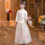 Traje chino de Han del traje chino de la muchacha superior del Cheongsam del bordado floral Traje de 2 piezas